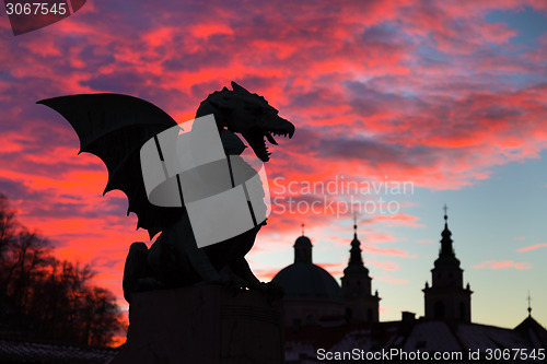 Image of Dragon bridge, Ljubljana, Slovenia, Europe.