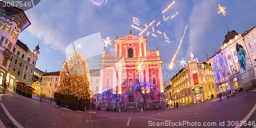 Image of Preseren's square, Ljubljana, Slovenia, Europe. 