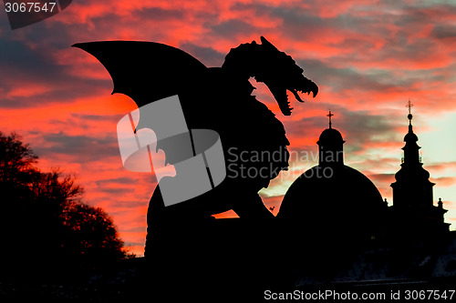 Image of Dragon bridge, Ljubljana, Slovenia, Europe.