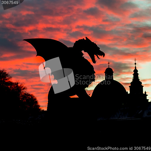 Image of Dragon bridge, Ljubljana, Slovenia, Europe.