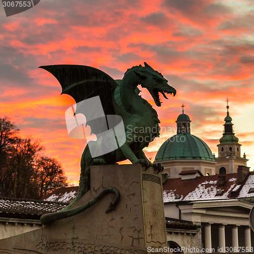 Image of Dragon bridge, Ljubljana, Slovenia, Europe.