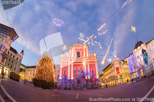 Image of Preseren's square, Ljubljana, Slovenia, Europe. 