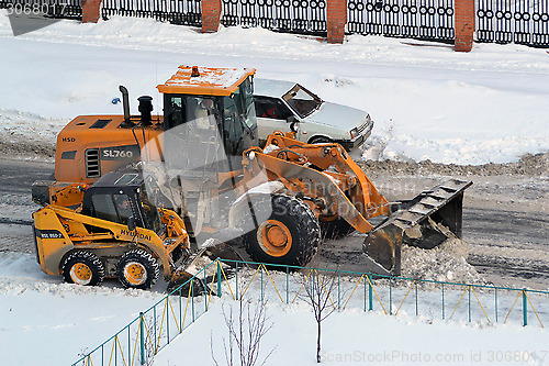 Image of Cleaning of snow by means of special equipment.