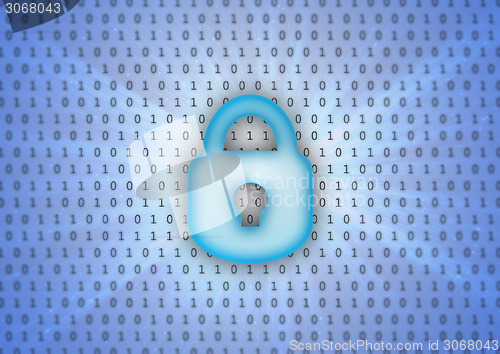 Image of Abstract background, binary code and lock icon