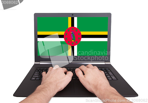 Image of Hands working on laptop, Dominica