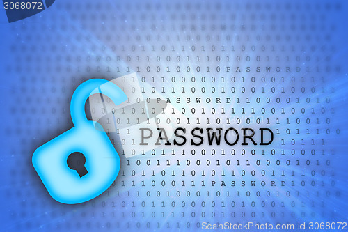 Image of Abstract background, binary code and lock icon