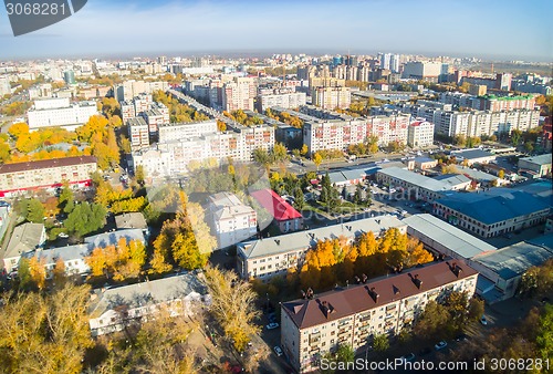 Image of Tyumen city quarters from helicopter. Russia