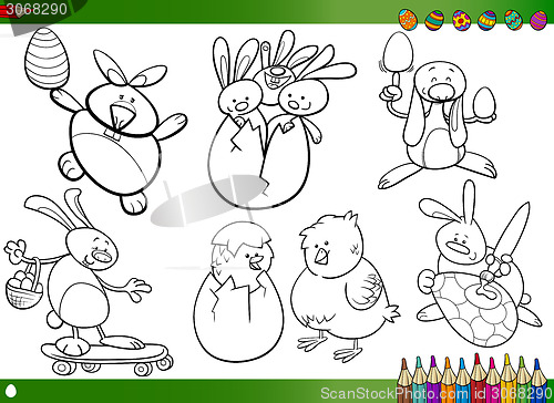 Image of easter cartoons for coloring book