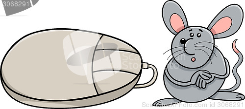 Image of computer mouse and real rodent cartoon