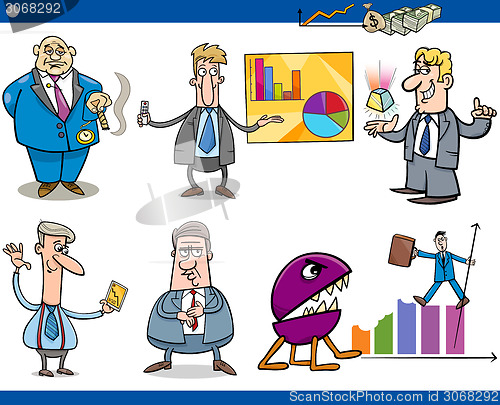 Image of businessmen cartoon concepts set