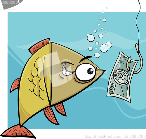 Image of fishing with money cartoon illustration