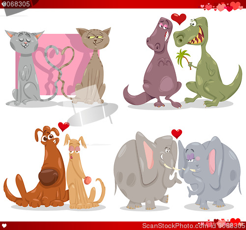 Image of valentine cartoon illustration love set