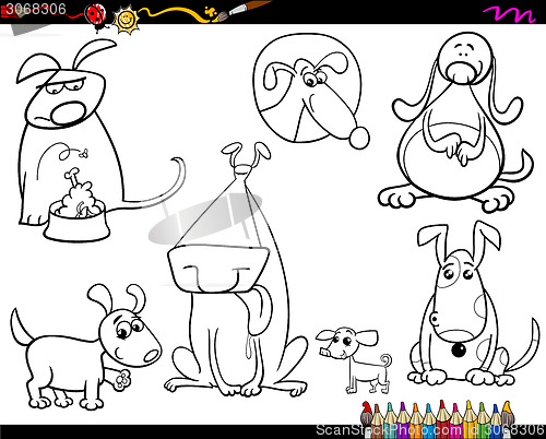 Image of dogs set cartoon coloring page