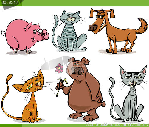 Image of animals sketch cartoon set illustration