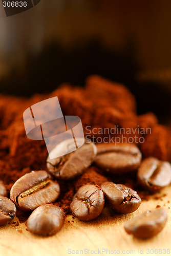 Image of Coffee beans and ground coffee