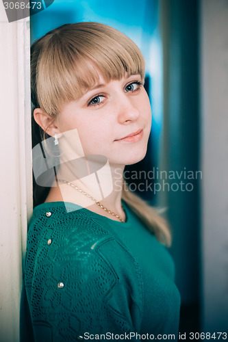 Image of Beautiful Girl Woman At Home Looking Very Happy