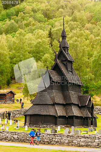 Image of Borgund Stave Stavkirke Church And Graveyard, Norway