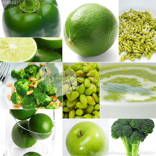 Image of green healthy food collage collection