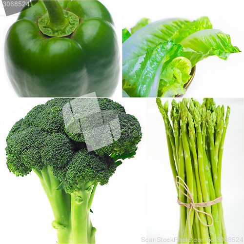 Image of green healthy food collage collection