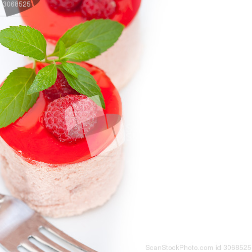 Image of fresh raspberry cake mousse dessert