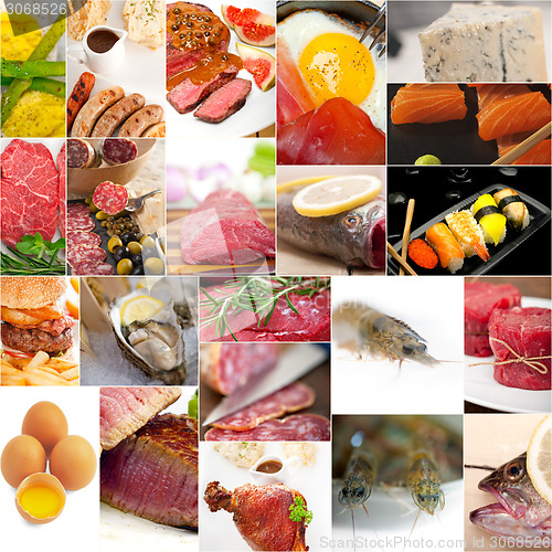 Image of high protein food collection collage