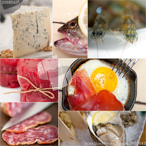 Image of high protein food collection collage