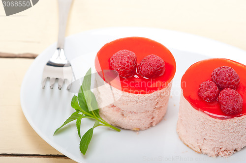 Image of fresh raspberry cake mousse dessert