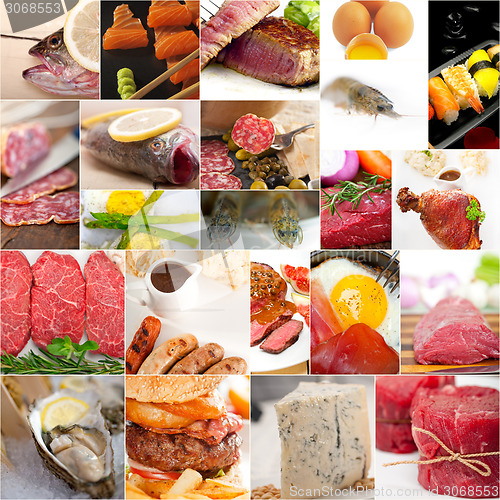 Image of high protein food collection collage