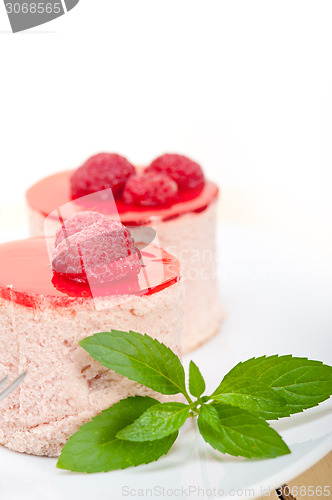 Image of fresh raspberry cake mousse dessert