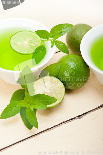 Image of mint infusion tea tisane with lime