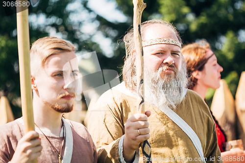 Image of Warriors participants of festival of medieval culture