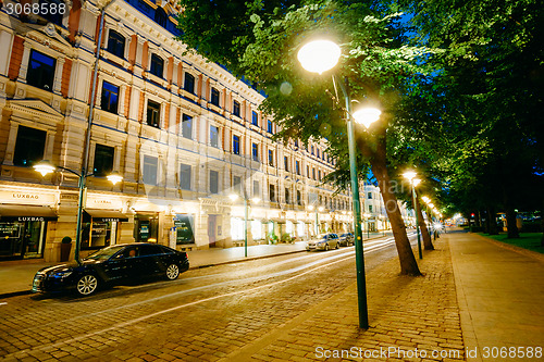 Image of Night view of Pohjoisesplanadi street in Helsinki