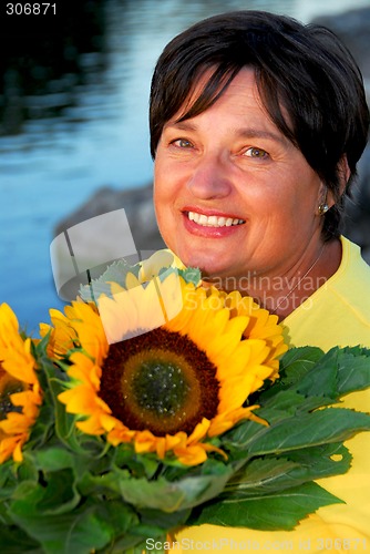 Image of Woman sunflowers