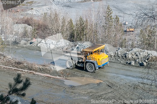 Image of Big truck transport stone ore in career