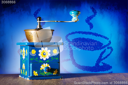 Image of Blue coffee grinder