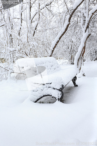 Image of Bench under the snow.