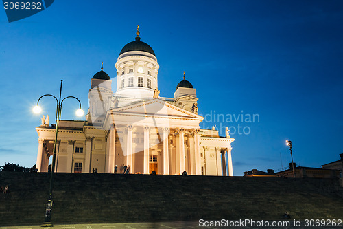 Image of Helsinki Cathedral, Helsinki, Finland. Summer Evening