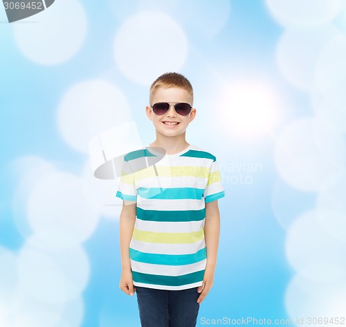 Image of smiling cute little boy in sunglasses