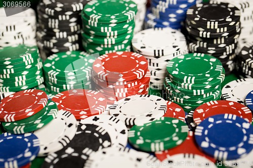 Image of close up of casino chips background