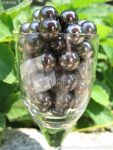 Image of Metal balls in wine glass