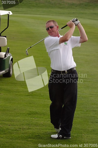 Image of Male golfer playing golf