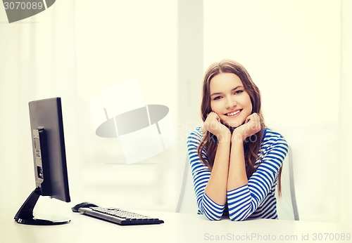 Image of dreaming teenage girl at home