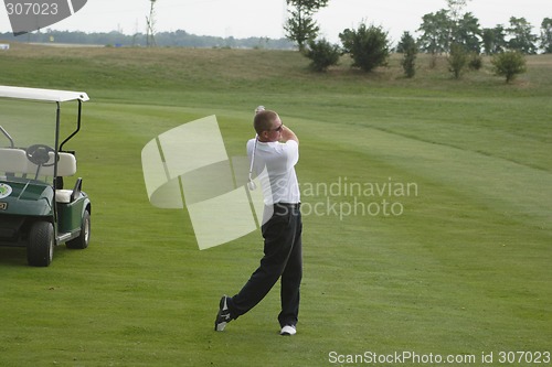 Image of Male golfer playing golf