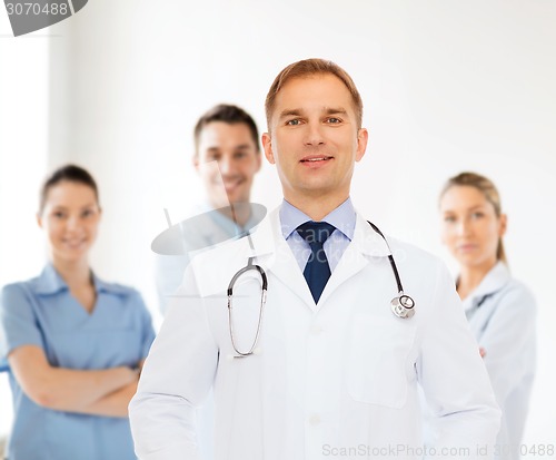 Image of smiling male doctor with stethoscope