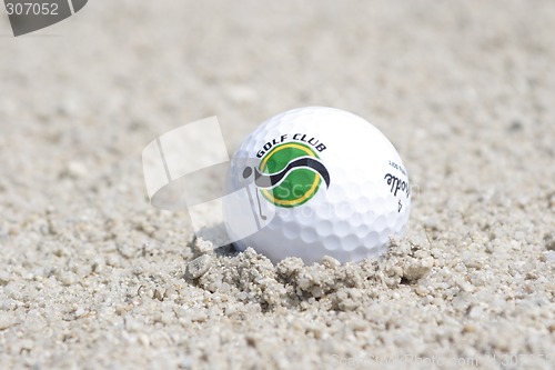 Image of Golf ball in sand trap