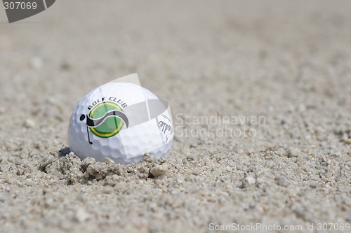 Image of Golf ball in sand trap