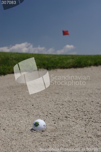 Image of Golf ball in sand trap