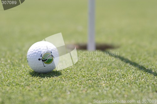 Image of Golf ball on golf green