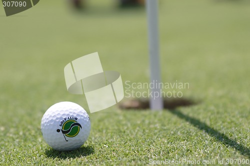 Image of Golf ball on golf green