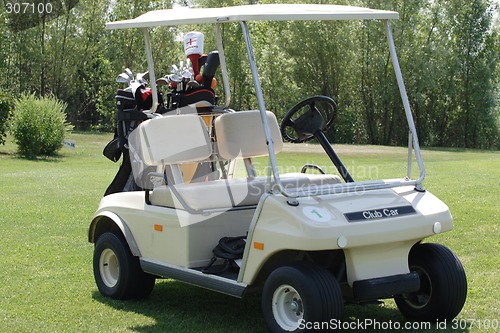Image of Golf cart in golf course